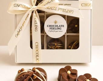Caja de regalo de pralinés de caramelo, colección de chocolate con leche belga, dulces artesanales.