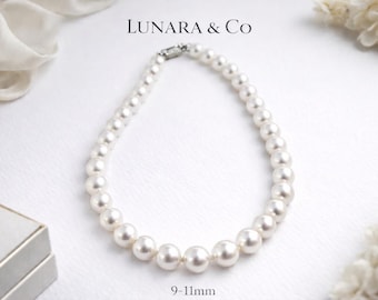Aurora Freshwater Pearl Necklace, S925 Silver Clasp, Large Statement Pearls (9-11mm)