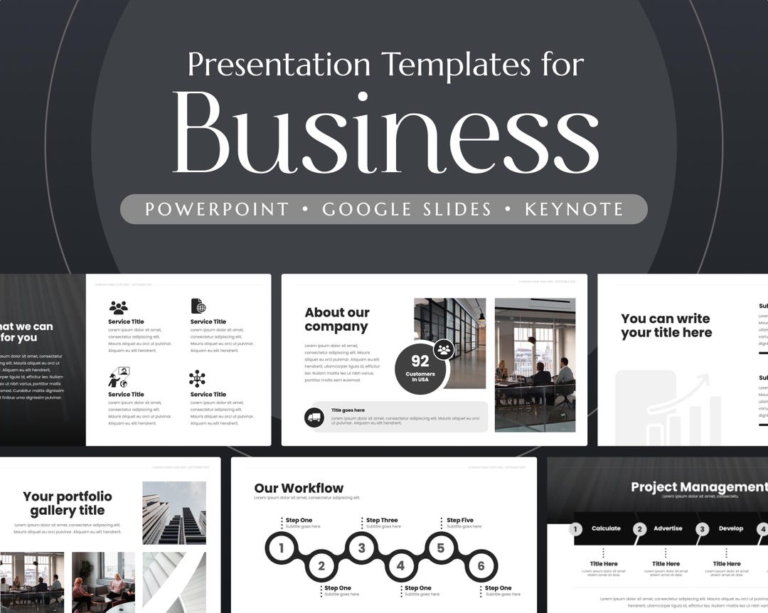Black Business Presentation Template, Minimal Corporate Slides for ...