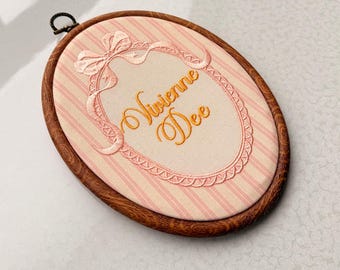 Vintage Baby Announcement Name Sign Personalized Embroidered Heirloom Nursery Decor