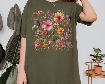 Vintage Wildflower Cottagecore Botanical T-Shirt Floral  Spring Graphic Tee Gardening Lover Shirt