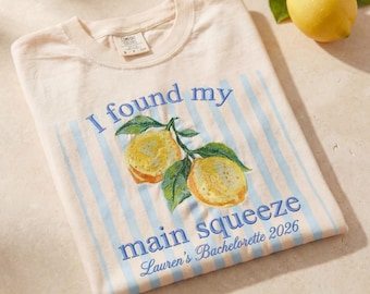 Embroidered Lemon "Main Squeeze" Bachelorette Shirt – Bridal Shower Amalfi Coast Tee