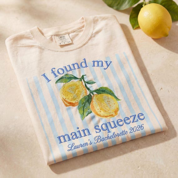 Embroidered Lemon "Main Squeeze" Bachelorette Shirt – Bridal Shower Amalfi Coast Tee