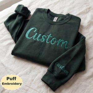 Custom Puff Embroidered Sweatshirt, Personalized 3D Text Hoodie image 2