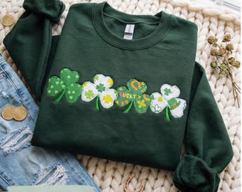 St. Patrick's Day Shamrock Sweatshirt – Lucky Clover Applique Hoodie