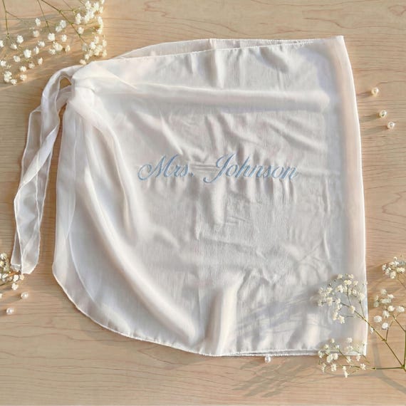 Mrs Bride Beach Skirt Cover Up Sarong| Personalized Embroidered Beach Wrap for Honeymoon and Bachelorette