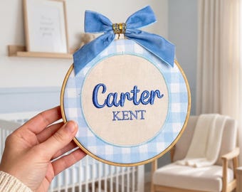 Baby Boy Name Sign  For Hospital Birth Announcement Hoop – Nursery Decor