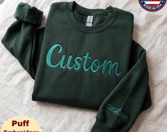 Custom Puff Embroidered Sweatshirt, Personalized Raised Team Hoodie, Custom Name Pullover