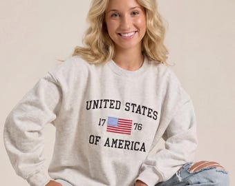 United States of America Varsity Embroidered Crewneck Sweatshirt