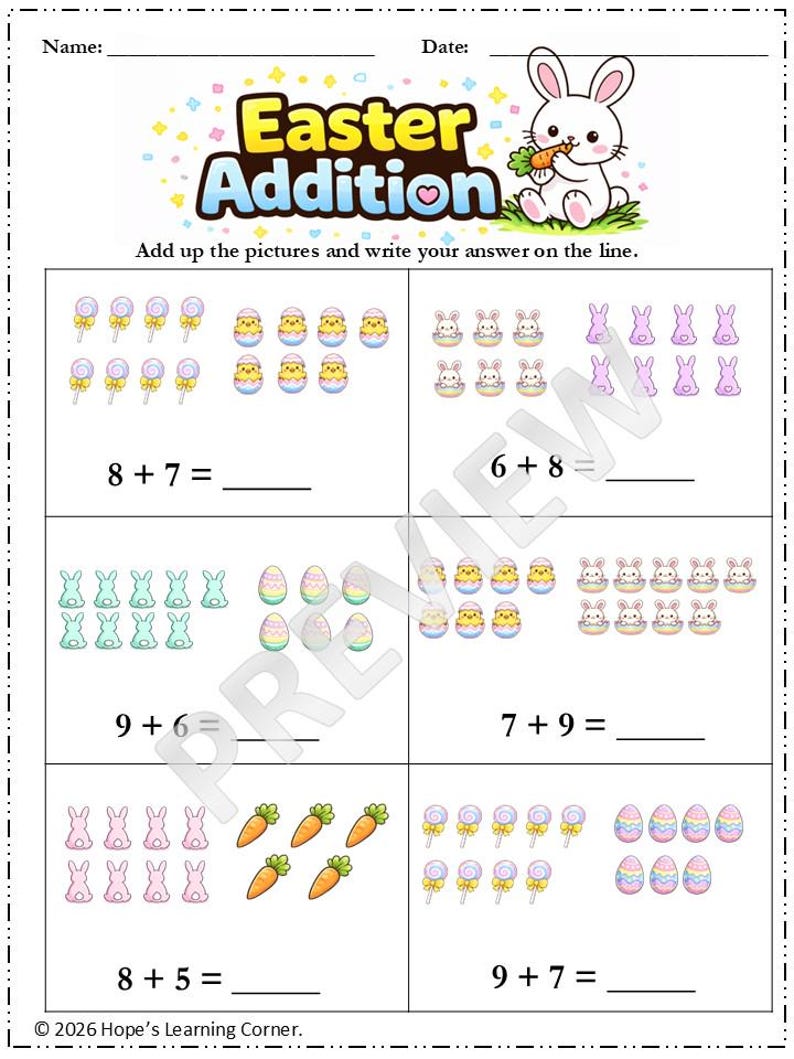 Easter Math Worksheets Grade 1-2 | Spring Math Pack | Addition ...
