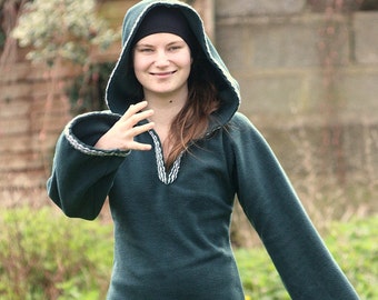 Legend of zelda inspired cosplay Green Elven tunic - Medieval tunic - hyrule - Pixie hoodie - Halloween- festival tunic - pointy hood