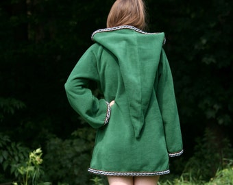 Legend of zelda inspired cosplay Green Elven tunic - Medieval tunic - hyrule - Pixie hoodie - Halloween- festival tunic - pointy hood
