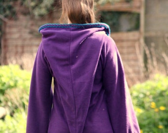 Festival Elf Dress in Purple- Medieval Womens Tunic with Pixie Pointy Hood - Game of Thrones Costum - Link hoodie - PSY hoodie  elven dress