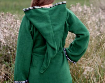 Legend of zelda cosplay costume Green Elven tunic - Medieval tunic - hyrule - Pixie hoodie - Psy hoodie - festival tunic - Halloween