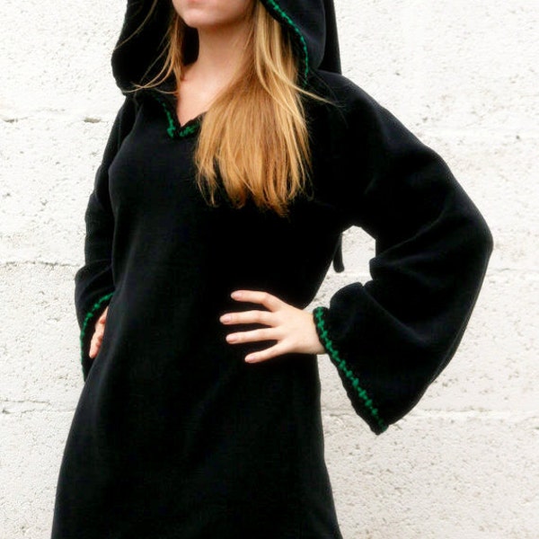 Gothic dress - Festival Elf Dress - Medieval Tunic with Pixie Pointy Hoodie - Game of Thrones Costum - Link hoodie - PSY hoodie  elven dress