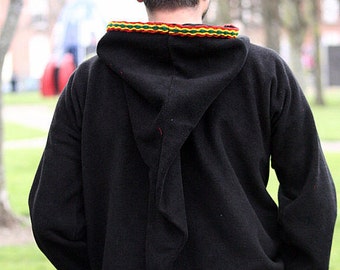 Medieval Pixie hoodie Black hippie elven hoodie Psy SCA festival rave hoodie - Gothic hoodie Rasta hoodie