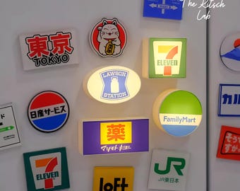 Miniatyr Japan Konbini ljuslåda magnet, 3D glödande butiksskylt kylskåpsdekor