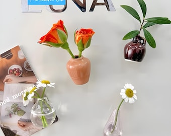 Miniatyrmagnetiska keramiska vaser – Liten kruka för torkade blommor, Cottagecore Decor