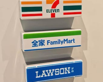 Family Mart 711 Lawson Costco McDo kylskåpsmagnet med lampa, uppladdningsbar
