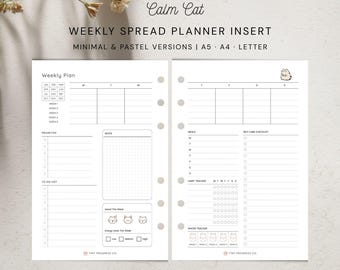 Planilha de planejamento semanal, estilo minimalista em tons pastel (A5, A4, Carta) (Download digital)