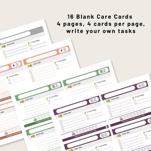 16 Blank ADHD Self-Care Cards Printable PDF Write Your Own