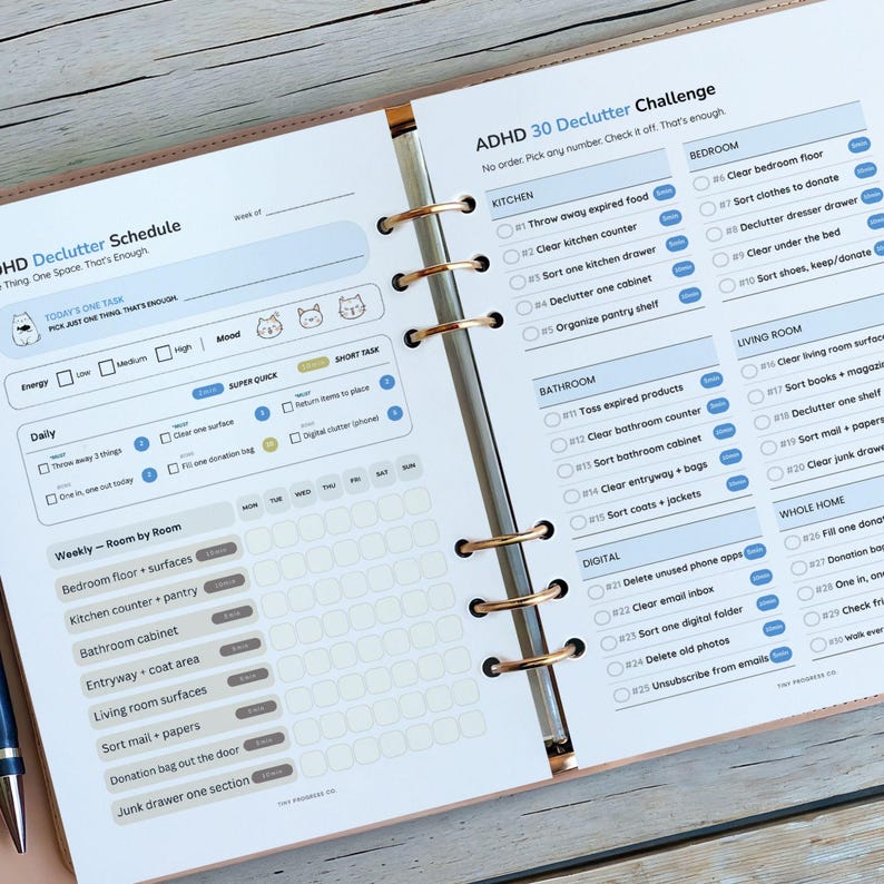 ADHD Declutter Checklist Printable for Adults, 30 Day Declutter ...