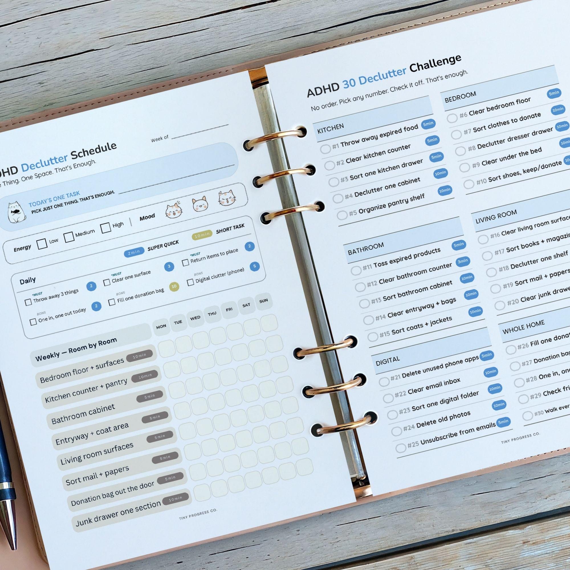 ADHD Declutter Checklist Printable for Adults, 30 Day Declutter ...