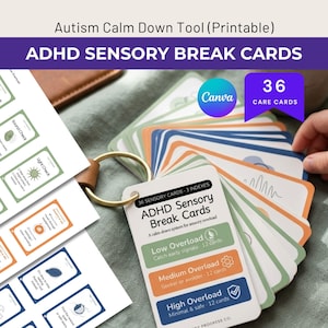 Cartes de pause sensorielle pour TDAH, outil de relaxation pour adultes et adolescents autistes (à imprimer)