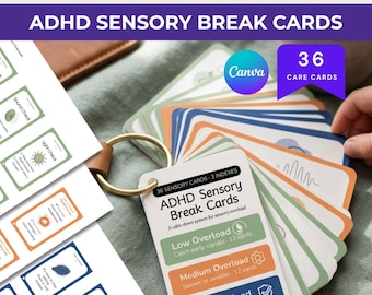 ADHD Sensory Break Cards, Autism Calm Down Tool for Adults Teen Printable