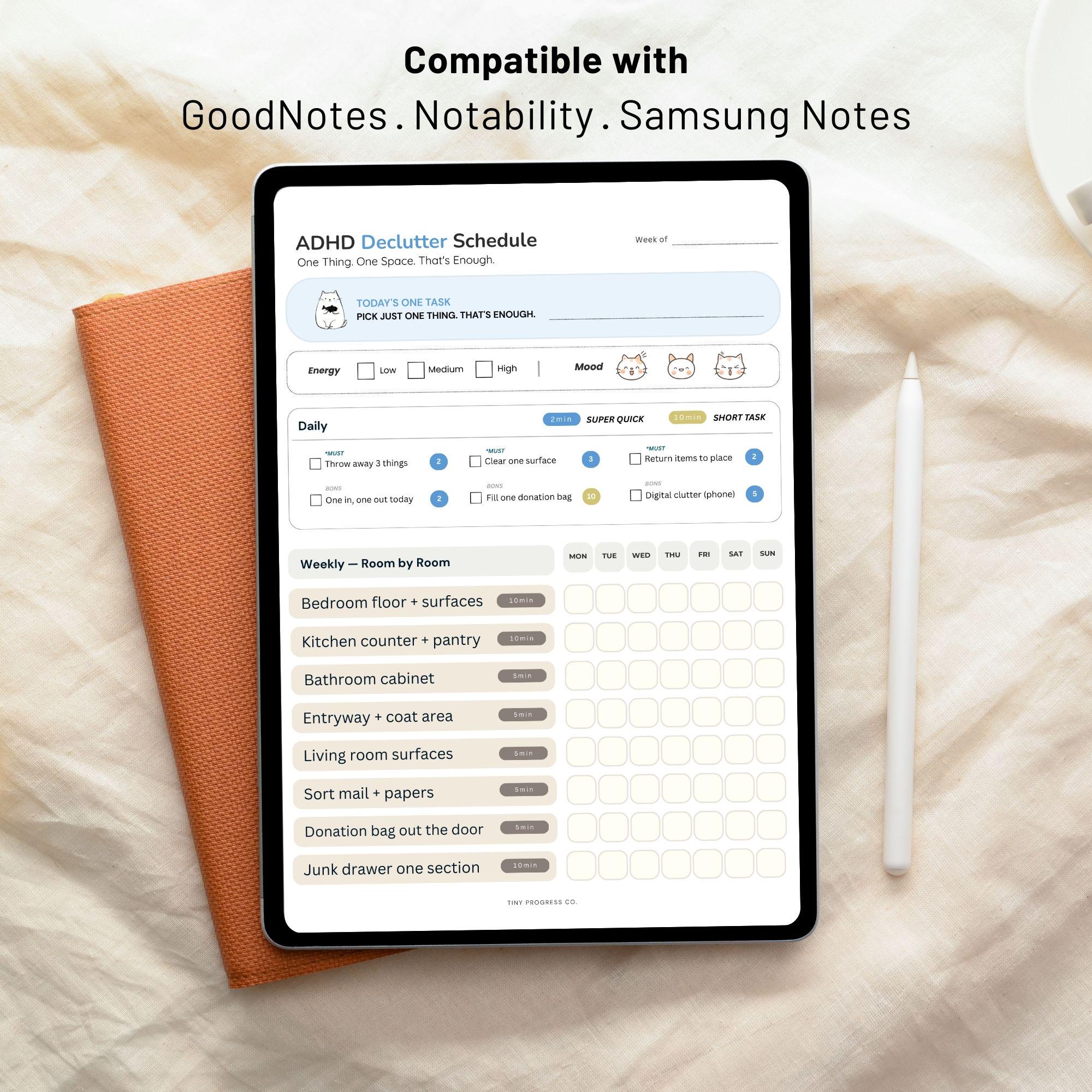 ADHD Declutter Checklist Printable for Adults, 30 Day Declutter ...