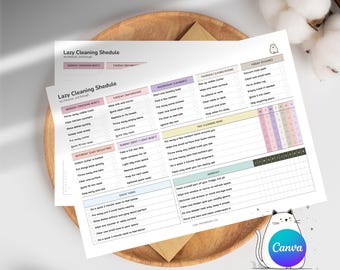Lista de tarefas de limpeza editável, lista de tarefas domésticas para quem tem TDAH, diária, semanal e mensal, rotina de limpeza para preguiçosos.