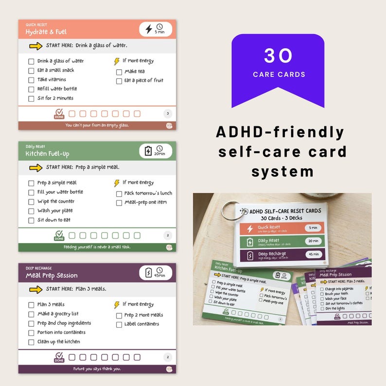 ADHD Self-Care Card System 30 Card Deck Bestseller Style Cover