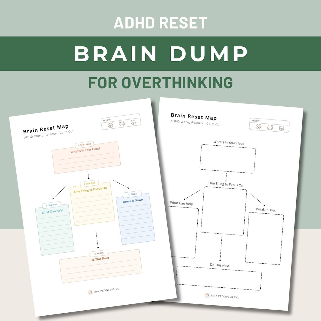ADHD Brain Dump Worksheet for Adults, Anxiety Reset Printable ...