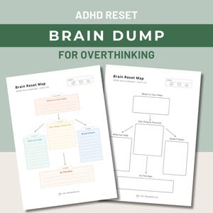 ADHD Brain Dump Arbeitsblatt für Erwachsene, Angst-Reset zum Ausdrucken, Überdenken Hilfe PDF