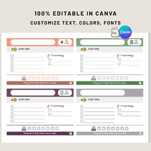 ADHD Self-Care Cards 100 Percent Editable Canva Template