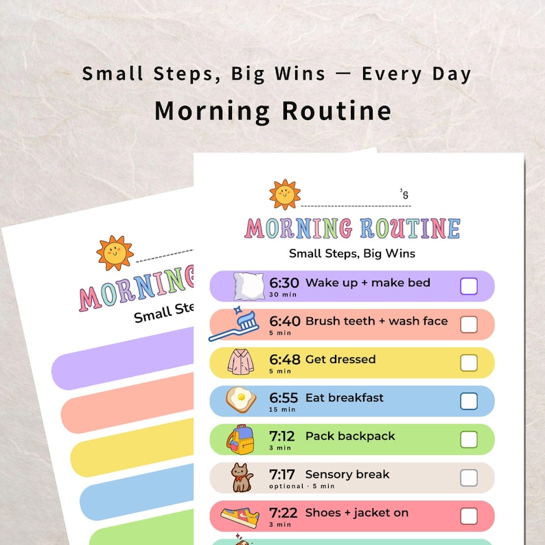 Editable Kid Routine ADHD Neurodivergent Kids Daily Routine Chart, Editable Morning Evening ...