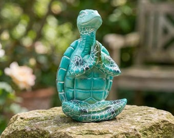 Sköldpadda Yoga Staty, Rolig Meditation Havssköldpadda Figur, Unik Andlig Trädgårdsdekor, Nyckfull Zen Hemprydnad, Fridfull Yogaälskare Gåva