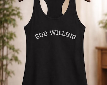 Camiseta de tirantes deportiva ideal para mujer con la frase "Dios Siervo"