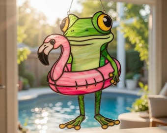 Frog Flamingo Pool Float Suncatcher: Acrylic  Summer Decor