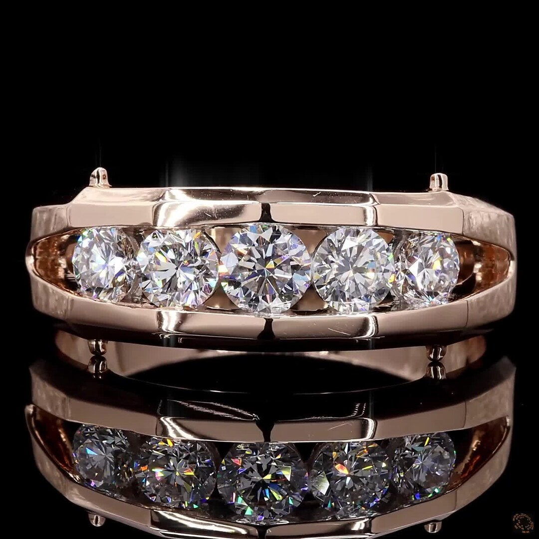 Solstice Diamond Line Solstice Channel Engagement Ring: Certified Moissanite Diamond 925 ...