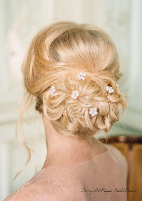 Pearl Hair Pins Floral Hairpins Bridal Hair Pin Bridesmaid Etsy