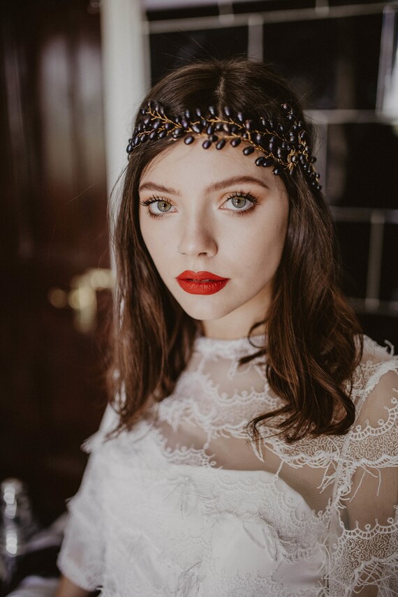 Black Wedding Hair Vine Black Pearl Bridal Headpiece 1920s Etsy