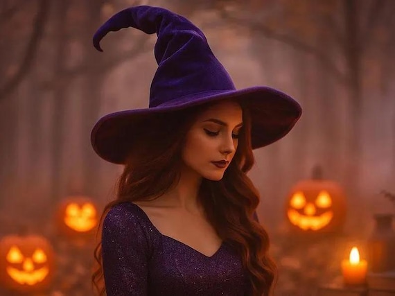 Medieval Fair Witch Hat, Halloween Twisty Hats, Ren Faire Witchy Hat, Spotted Witch Hat, Spooky Costume Gothic Hat, Wizard Halloween Hats