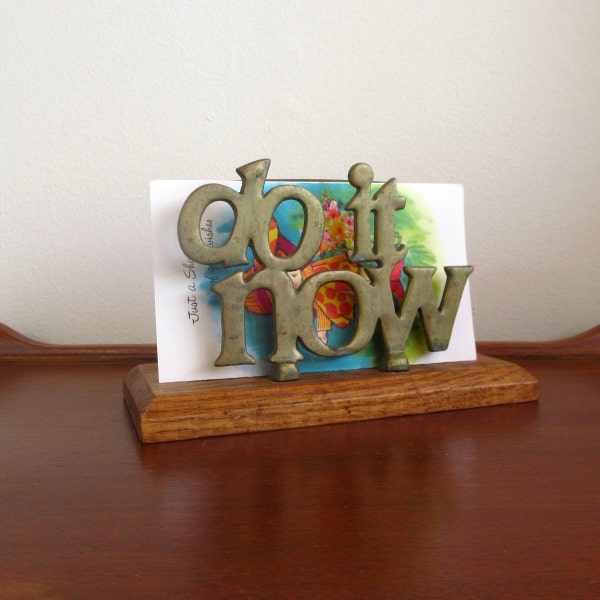 Vintage Letter Holder, Brass "Do it Now" Document Mail Holder