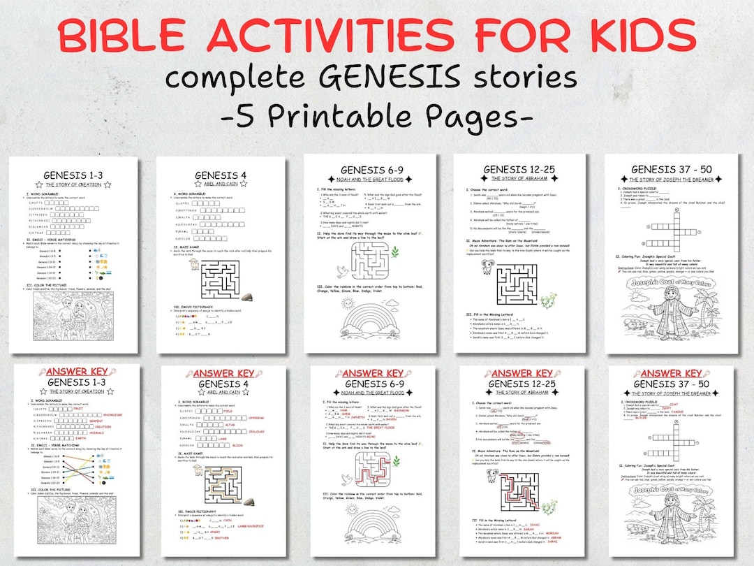 Bible Activity Book for Kids – Book of Genesis (complete Series) With ...
