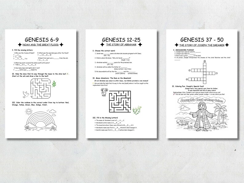 Bible Activity Book for Kids – Book of Genesis (complete Series) With ...