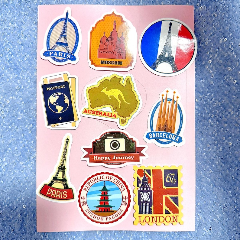 50pcs Travel Stickers Pack Vintage Landmark City Aesthetic Decals for ...