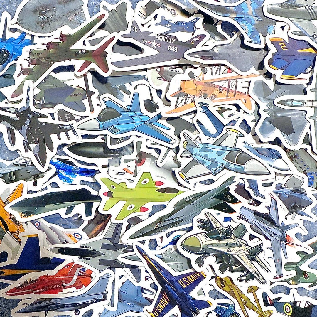 50pcs Fighter Jet Stickers Pack Military Aircraft Airplane Aviation ...