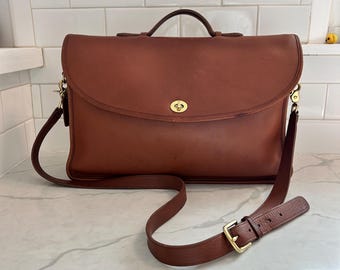 Vintage Coach Lexington Briefcase 5265 | British Tan Glove Tanned Leather Messenger Bag Made USA