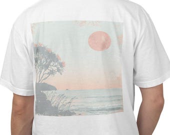 Nya Zeelands solnedgång med kustmotiv | Pohutukawa havstryck